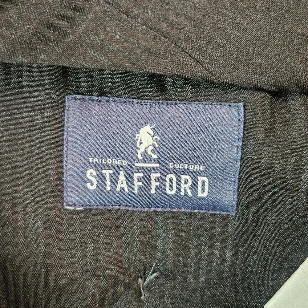 Stafford 2PCs Suit Blazer Men 42L Pants 38x29 Classic‎ Fit Wool Blend Gray